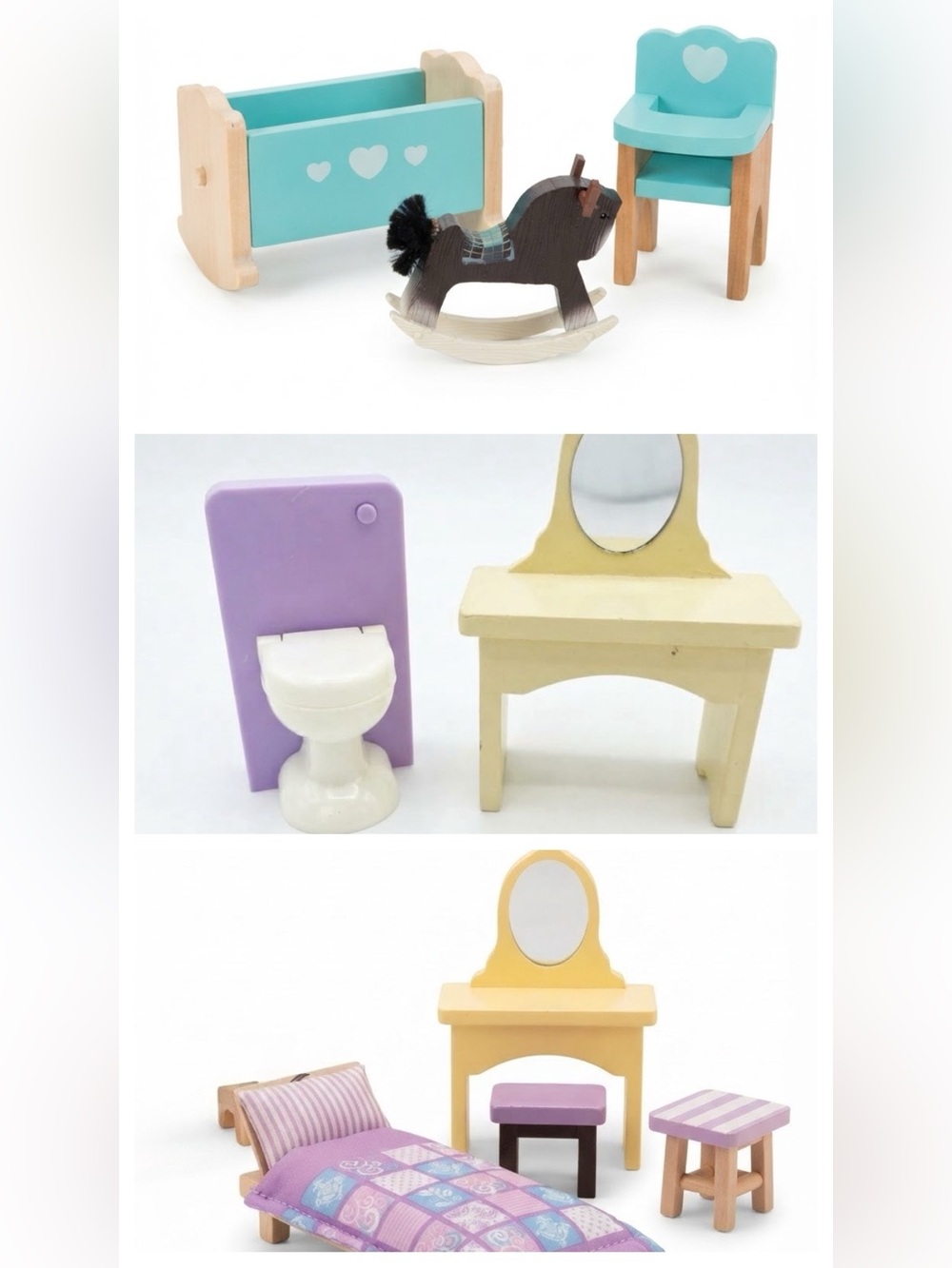 Small Wooden Doll Furniture -9 Pieces